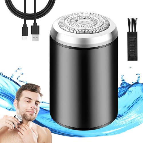 2025 Rasierer Herren Elektrisch, Tragbarer Mini Elektrorasierer Herren, USB Mini Rasierer, 2 in 1 Wasserdicht Tragbarer Mini Rasierer, Shaver Men für Zuhause, Reisen (Schwarz)