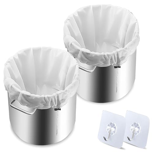 KASURE Braubeutel, 2 Stück Filterbeutel, 56 x 66 cm Brew Bag Weiß, 250 μm, Wiederverwendbar, 80g Verdicktes Polyester Material, für die Primärfiltration bei der Weinherstellung