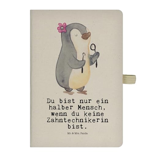 Mr. & Mrs. Panda DIN A5 Baumwoll Notizbuch Zahntechnikerin Herz - Geschenk, Notizblock, Tagebuch, Adressbuch, Notizen, Beruf, Schreibbuch, Abschied,