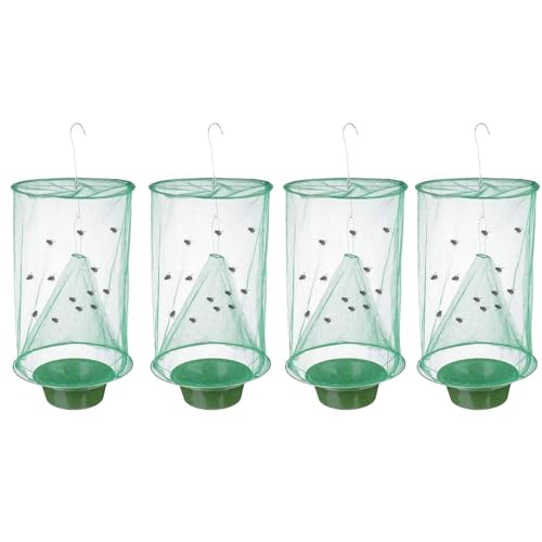 Faltbare Fliegenfallen Fliegenfängerkäfig Outdoor Hängender Ranch Fliegenfalle Effektivste für Fliegen Mücken Bienen,für Innen Außen Familienfarmen Park Restaurants (4PCS)