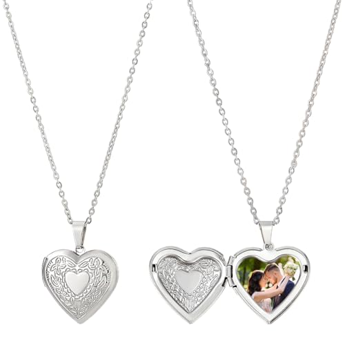 UNICRAFTALE 2 Set Schwimmende Medaillon Anhänger Edelstahl Herzform Bilderrahmen Anhänger Metallanhänger Herz Erinnerungsfoto Anhänger Für Selbstgemachte Gedenkketten Schmuck Basteln Valentinstags