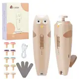 Lictin Elektrische Nagelfeile, 15 in 1 Elektrische Nagelfeile Baby, Nagelfeile Elektrisch mit Licht, Baby Nagelfeile Elektrisch mit 10 Schleifkopf, Nagelpflegeset Elektrisch, Baby Nagelpflegeset Khaki