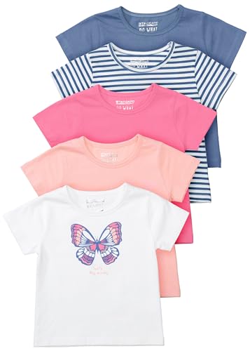 Mädchen T-Shirt 5er Pack - Schmetterling, 80-134 (DE/NL/SE/PL, Numerisch, 104, 110, Schmetterling)