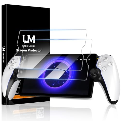 UniqueMe 2 Stück 9H PlayStation Portal Remote Player Schutzfolie, 0.33mm Entspiegelte Schutzglas für PS5 Portal [Militätstandard 9H Schutzglas], Ultrabeständig, HD-Klar Spiegelglas