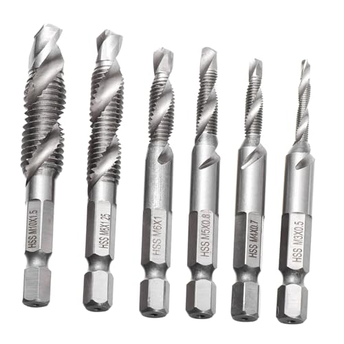 VILLCASE 1 Satz Bohrer Set Bohrer Gewindebohrer Werkzeug Schraubendreher Schraubenschlüssel Maschinenschärfer Bohrer Gewindebohrer Schlüssel Schlagschrauber Bits 6 Stück