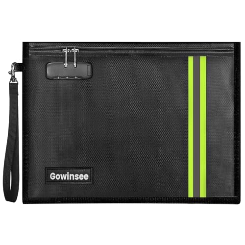 Verbessert Feuerfeste und Wasserdichte Tasche Aktentasche mit Schloss (38x28cm) Mehrschichtig Glasfasermaterial, Feuersichere wasserdichte Aktentasche für A4/A5 Dokumente