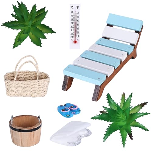 Acboor Miniatur Deko Sauna Zubehör, 8 Teile Mini Saunazubehör, Wellness Zubehör, Miniatur Deko Sauna Zubehör Set Sauna Geschenk Mini Wellness Deko Sauna Zubehör Geschenk