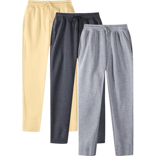 Generisch Jogginghose 3er Pack Herren Sporthose Lang Baumwolle Freizeithose Trainingshose Sweatpants Jogger Laufhose Breite Modern