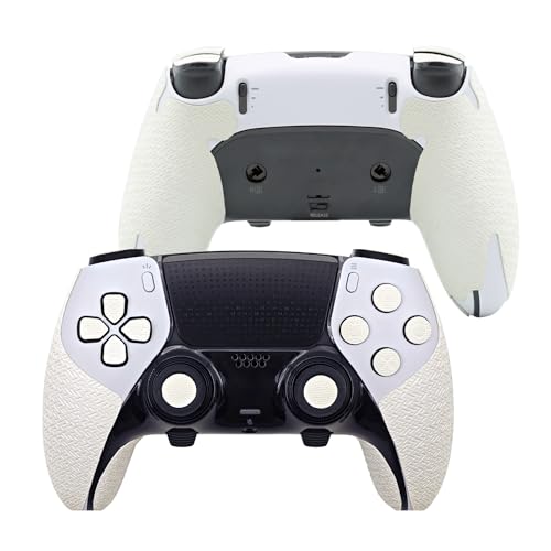 Luck&Link Controller Griff für PS5,Textured Skin Kit, für PS5DualSense/Edge rutschfest, schweißabsorbierend Controller Griffe, Knöpfe (PRO-Perlweiß, PS5Edge)