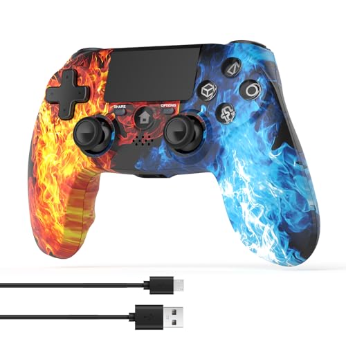 DYONDER Kabelloser Controller für PS4, kabelloses Remote-Gamepad mit/Dual-Vibration/6-Achsen-Bewegungssensor/Audiofunktion, Game-Controller weitgehend kompatibel mit PS4/PC/iOS (rot)