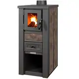 ProTermo Kaminofen Lava Ceramic Mokka - 6,5 kW Heizleistung - 35x44x78 cm Holzofen mit Schamottsteinen mit Sichtfenster Holz Kamin - Bauart 2