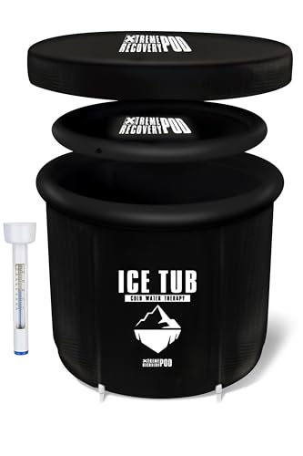 Eistonne für athleten, hochwertiges tragbares eisbad für den Innen- und Außenbereich mit Abdeckung, Eisbaden tonne, ice bath (black)