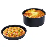 Jenngaoo 2 Stück Heißluftfritteuse Zubehör, Runde Kuchenform und Backform, Kuchen Barrel und Pizza Pan für Heißluftfritteuse zum Backen von Kuchen, Pizza und Waffeln(8 Zoll)