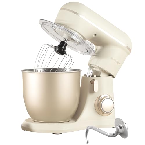 Salter EK5511SBOVDE Elektrische Standmixer - Rührer mit 4 Liter Rührschüssel, 10 Geschwindigkeitseinstellungen mit Pulse-Funktion, Abnehmbar Spritzschutz, Rührbesen, Teigknete- und Rühraufsatz, 1300W