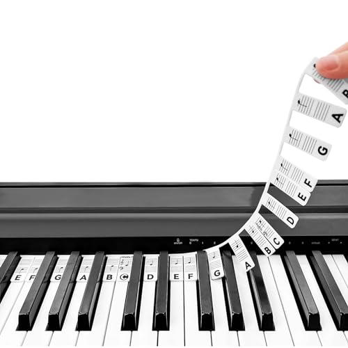 Keyboard Note Labels Klaviernoten Leitfaden Removable PianoSilikon E Piano 88 Tasten Wiederverwendbare Klaviertastenaufkleber Piano Keyboard Stickers zum Lernen (Black White)