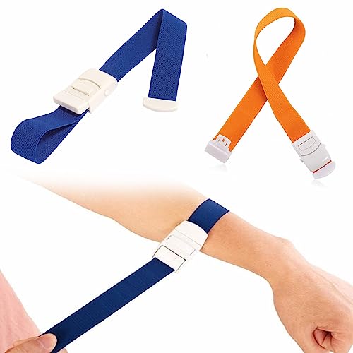 Stauschlauch, Venenstauer, Tourniquet, Fast Tourniquet mit einzigartigem Verschlusssystem, Medical Nurse Tourniquet, für Medizinische Notfall Krankenschwester Erste Hilfe (Orange+Blau)
