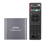 MYPIN HDMI Multimedia Player, 4K@30Hz Digital Media Player HDMI/AV-Ausgang PPT MKV AVI RMVB RM für HDTV mit Fernbedienung unterstützt USB-Laufwerke und SD-Karten USB-Maus (Grau)