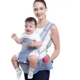 fisca Babytrage Neugeborenes bis Kleinkind, Ergonomische Babytrage mit Hüftsitz für 0-48 Monate Baby, 15-in-1 Möglichkeiten zum Tragen Baby Hüfttrage mit Rückenpolster abnehmbar, alle Jahreszeiten & a