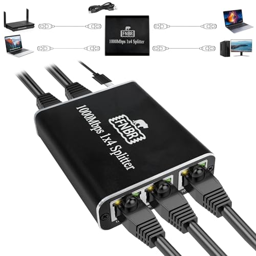 Lan Switch, FNBR Lan Splitter 1 Auf 4 Lan Kabel Splitter Ethernet Splitter Lan Verteiler, netzwerk switch 1 auf 4, Lan Switch 4port für,Router, Set-Top Box, Digital TV, Poe Kamera 1000 Mbit/s