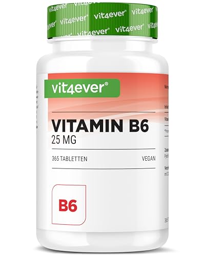 Vitamin B6 als P-5-P - 365 Tabletten - Hchdosiert mit 25 mg (Pyridoxal-5-phosphat) - Premium: Bioaktives Vitamin B6 - Ohne unerwünschte Zusätze - Vegan