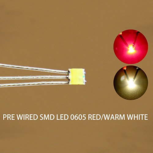 Evemodel 20 STK. Bi-Color SMD LED rot/warmweiss 0605 +Microlitze 20cm Neu DT0605RWM-20N-EU