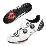 Solamni Fahrradschuhe Herren Damen SPD SL Schuhe Roadbike MTB Radsportschuhe kompatibel mit Look Delta Lock Pedal Mountainbikeschuhe Weiß