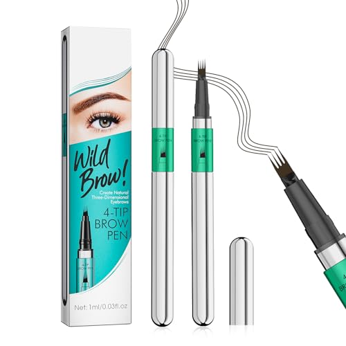 Augenbrauenstift,Bürstenkopf mit vier Krallen Microblading Augenbrauenstift, Wischfeste und langanhaltende natürliche Augenbrauen Dunkelbraun