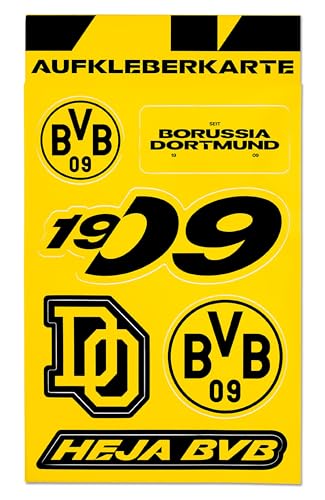 Borussia Dortmund Aufkleberkarte - Heja BVB - 6er Set | Aufkleber | Sticker BVB 09 - Plus Lesezeichen I love Dortmund