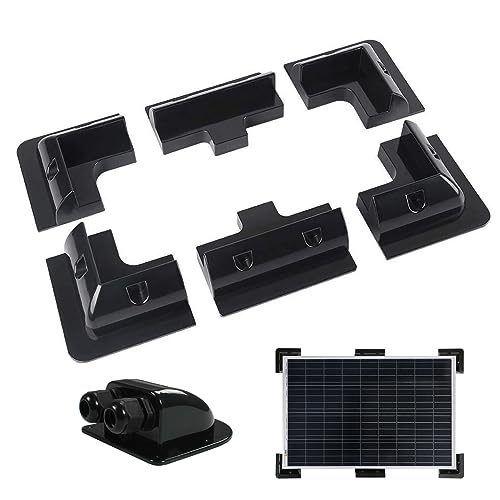 BEAHING Solarpanelhalterungen 7pcs/Set Plastik Solarpanel Montagehalterungen weiße Bohrfreie Solar-Fixierklassen mit Solarkabel-Eingangsdrüse für, Solarpanel Montagekit, Schwarz