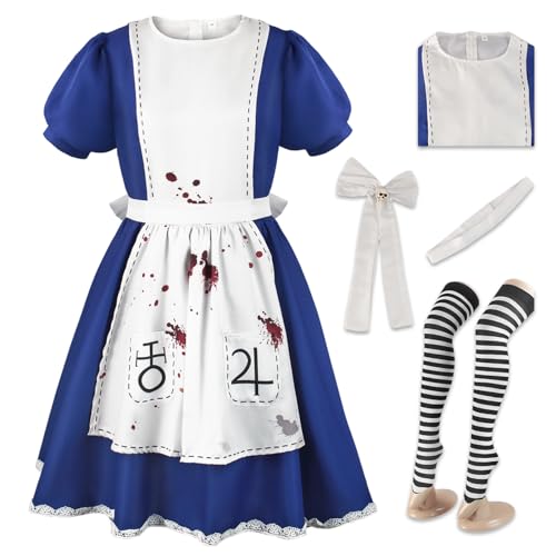 YEAJION Alice Cosplay Kostüm French Maid Dress Alice Madness Returns Verkleidung Dienstmädchen Kostüm Weihnachten Halloween Karneval Party Bühnenauftritt Kostüm für Erwachsene Größe S-3XL