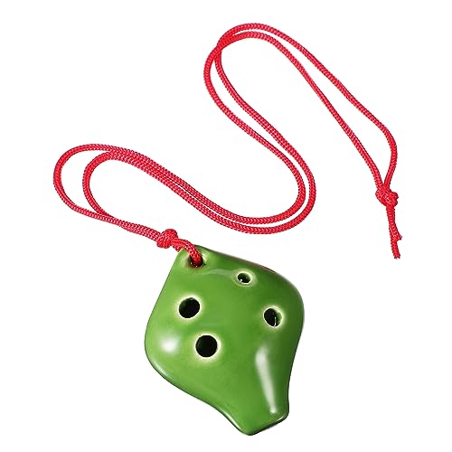 Vaguelly Grüne Mini-kurzmund-okarina Mit 6 Löchern Ocarina Für Anfänger Musical Finger 6-loch-okarina-instrument -instrumente Einführende Okarina Musikinstrument Klein Seil Keramik