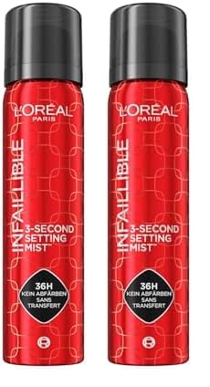 L'Oréal Paris Setting Spray zum Fixieren von Make up, Transferfest in 3 Sekunden, Fixier-Spray für bis zu 36 Stunden Halt, 3-Second Setting Mist, 1 x 75 ml (Packung mit 2)