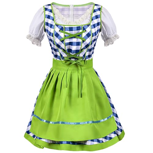 sdhienbb Dirndl Damen midi Trachtenkleid Trachtenmode Trachtenrock Kleid inkl. Dirndlbluse Dirndlschürze 3 teilig für Oktoberfest Besondere Anlässe Grau Dirndl beige Damen Dirndl schwarz grün