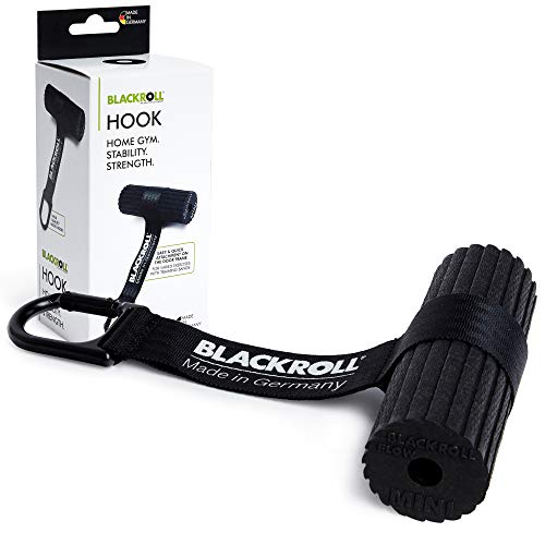 BLACKROLL® Hook Türanker, praktisches Zubehör für Fitnessbänder, vielseitig einsetzbarer Türanker für Fitnessband, ideal für zu Hause & Urlaub, mit Mini Flow Faszienrolle, Made in Germany, Schwarz