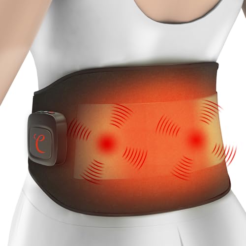 Comfytemp Infrarot Wärmegürtel Rücken Massagegerät mit 36Wh Akku,10 Wärmestufen 5 Vibrationmoden Kontrolle per Knopfdruck und App, 27X155cm Groß Kabellos Heizgürtel Abschaltautomatik Rückenwärmer XXL