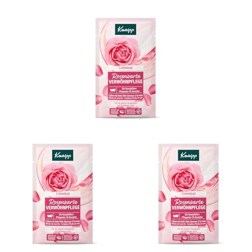 Kneipp Cremebad Rosenzarte Verwöhnpflege - Badezusatz mit hochwertigem Extrakt aus Bio Rosenblüten und einem pflegendem Öl-Komplex - Schenkt ein glattes Hautgefühl und pflegt die Haut - 50ml