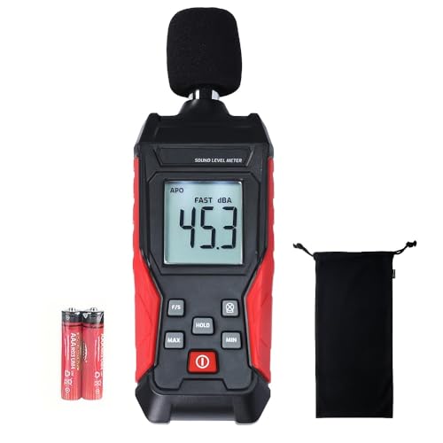 Yiko Schallpegelmessgerät - Lautstärkemesser digital tragbar - 35dB bis 130dB mit LCD-Display mit Hintergrundbeleuchtung - Geräschmessgerät - MAX/MIN Datenspeicherung,für Heimwerkstätten