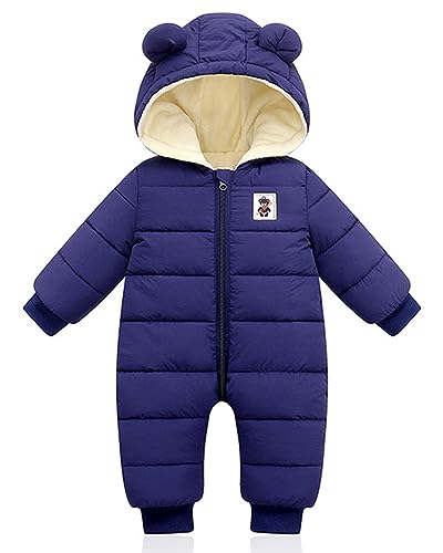 Baby Winter Overall mit Kapuze, Strampler Schneeanzug Jungen Mädchen Langarm Jumpsuit Warm Outfits Geschenk 9-12 Monate