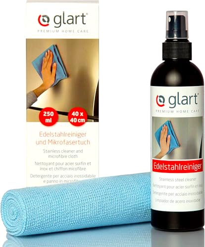 Glart Edelstahlreiniger 250 ml und Mikrofasertuch, 45ER, weiß, normal
