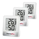 ThermoPro TP49W-3 digitales Mini Thermo-Hygrometer Thermometer innen Raumthermometer 3 er Temperatur und Luftfeuchtigkeitmessgerät mit Smiley-Indikator