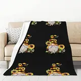 DMORJ Wichtel, Biene, gelbe Blumenmuster, Flanell-Überwurfdecke: warm, hautfreundlich, warm und bequem. Für Bett, Sofa, Couch, Schlafzimmer, 127 x 178 cm, dick