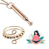 HSLPSM Rauchentwöhnung Hilfsmittel rings, Rauchentwöhnung, v2 halskette rauchfrei original, Halskette Rauchfrei Atemkette Mit Aufhören, Angst-Halskette, Aufhören Pfeife Rauchen Atem (Roségold)