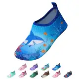 EDOTON Badeschuhe Kinder Mädchen Schwimmschuhe Wasserschuhe Strandschuhe Aquaschuhe Sommer Schwimmschuhe Strandschuhe Leichte Barfußschuhe Schnell Trockene Surfschuhe(EU 24-25,Hai)