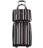 ASHSDI Koffer Reisekoffer Trolley Oxford-Stoff-Gepäck, Verschleißfest, Codeschloss-Gepäck, Koffer, Streifen, 2-teiliger Trolley-Koffer Boardcase Handgepäck (Color : C, Size : 2 Piece)