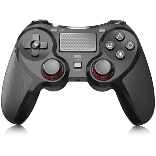 Shiptree Wireless Controller für PS-4, Gamepad Joystick Controller kompatibel mit P4/Pro/Slim/PC, Dual-Vibration, Audio, 6-Achsen-Gyrosensor, Hochpräzises Touchpanel, 360°-Joystick-Gamecontroller