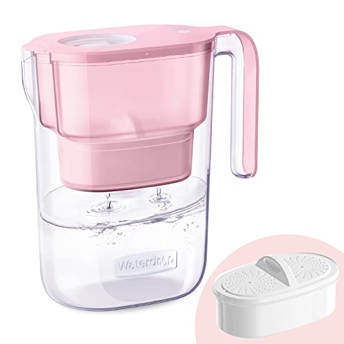 Waterdrop Elfin Kühlschrank Wasserfilterkrug mit 1×90 Tage Filterkartusche, Reduziert Fluorid, Chlor und Mehr, 2.5L, NSF Zertifizierter, BPA Frei, Rosa (Ersatzfilter: WD-PF-01A Plus)