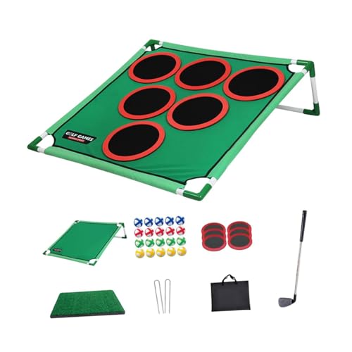 Fenteer Golf Pong Put Spiel Set Golf Puting Green Matte Trainingstraining Tool für Party Gefälligkeiten Urlaub Strand Im Alter von 3 4 5 6 Jahre Alt, Einzelregal