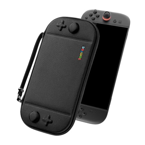 tomtoc Slim Tasche Kompatibel mit Nintendo Switch 2 (2025), Rundumschutz Ultradünn Carry Case für Switch 2 Konsole und 12 Spiele, Harte Schutzhülle Tragetasche mit Original-Patent für Reise, Schwarz