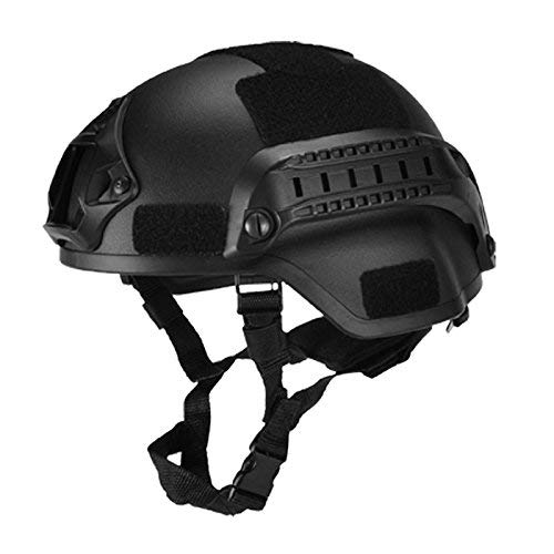 Mzshne Taktischer Militärhelm, Airsoftausrüstung, Paintball, Kopfschutz mit Nachtsicht, Sportkamera-Halterung, Schwarz