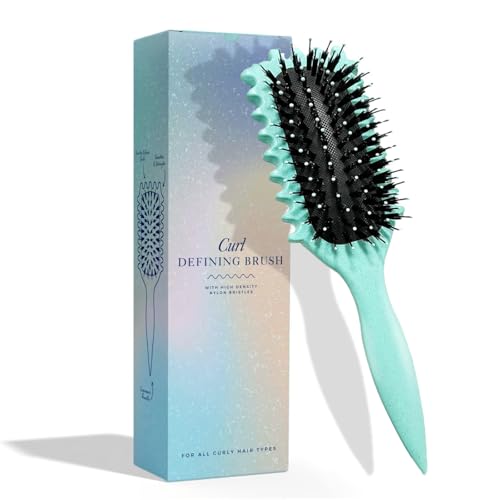 Lockenbürste, curly hair brush, curling roll comb locken bürste 2024 NEU define styling brüsh, curl defining brüsh, Haarbürste zum Entwirren für Frauen (B) (Blau)